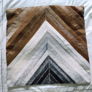 Throw Pillow Cover Real Leather Cowhide Brown Patchwork 20x20